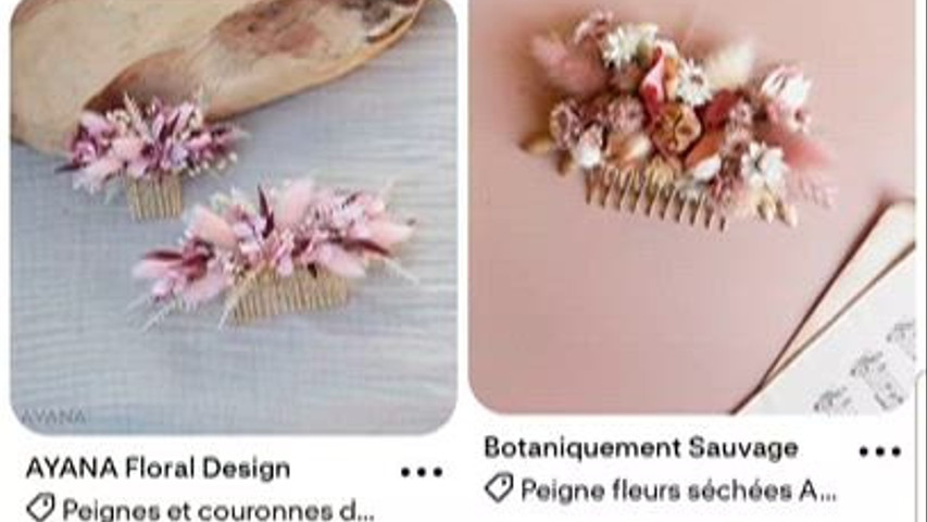 Peigne en fleurs séchées