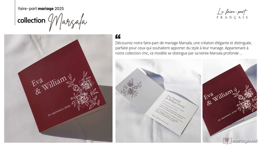 Faire part mariage Collection 2025