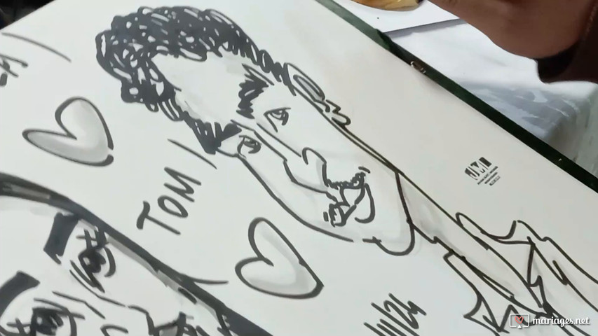 Samchatouille caricaturiste lors d’un anniversaire sur Nemours